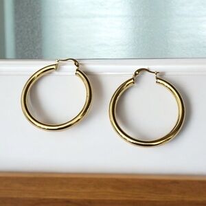 Polished Style 14K Gold Electroplated Hoops